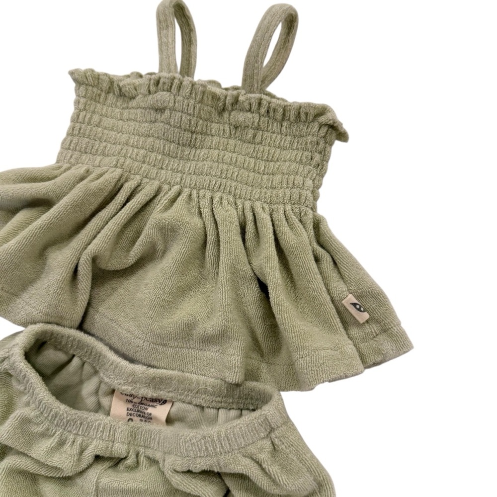 5 for $25!! Easy Peasy Baby Girl Organic Cotton Terry Smocked Tank and Bloomer - Picture 2 of 4